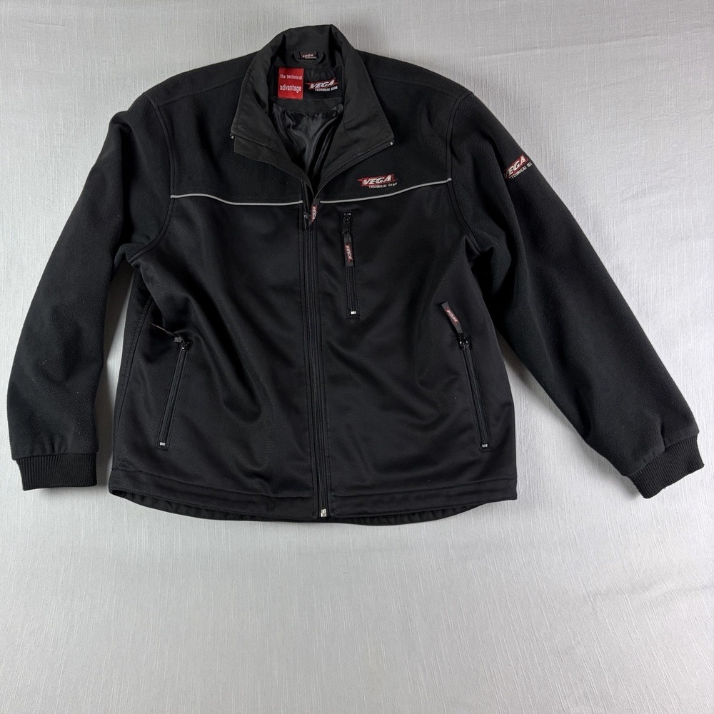 Vega Technical Gear Black Soft Shell Jacket Men's Polyester Full‎ Zip